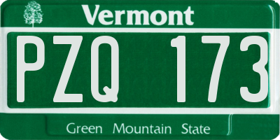 VT license plate PZQ173