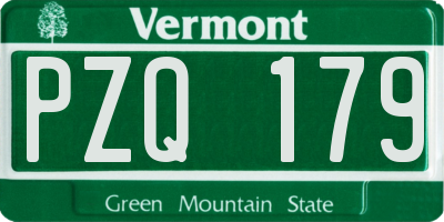 VT license plate PZQ179