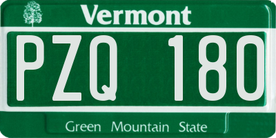 VT license plate PZQ180
