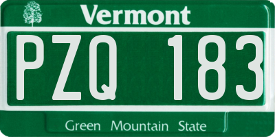 VT license plate PZQ183