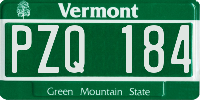 VT license plate PZQ184