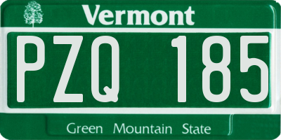 VT license plate PZQ185