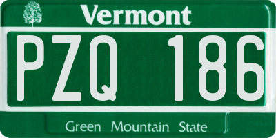 VT license plate PZQ186