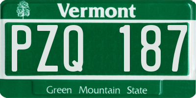 VT license plate PZQ187