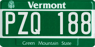 VT license plate PZQ188