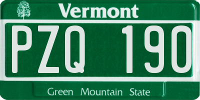VT license plate PZQ190
