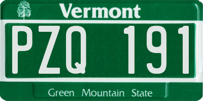 VT license plate PZQ191