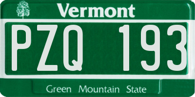 VT license plate PZQ193