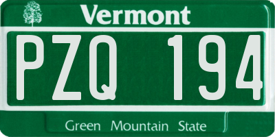 VT license plate PZQ194