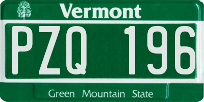 VT license plate PZQ196