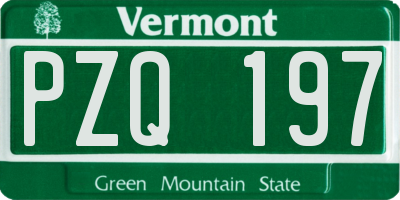 VT license plate PZQ197