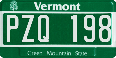 VT license plate PZQ198