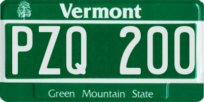 VT license plate PZQ200
