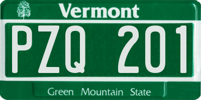 VT license plate PZQ201