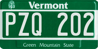 VT license plate PZQ202