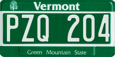 VT license plate PZQ204