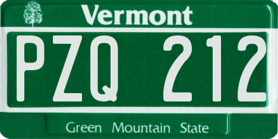 VT license plate PZQ212