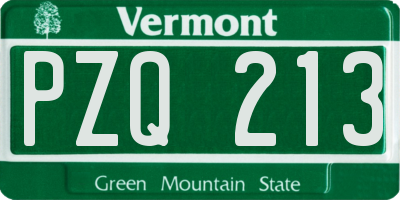 VT license plate PZQ213