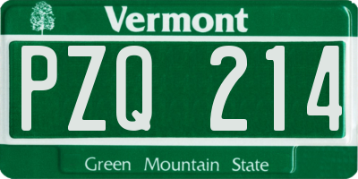 VT license plate PZQ214