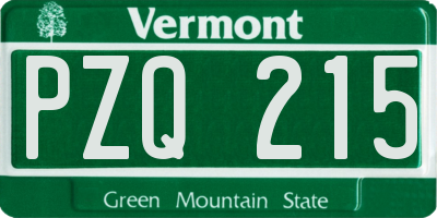 VT license plate PZQ215