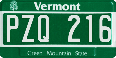 VT license plate PZQ216