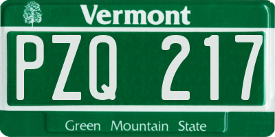 VT license plate PZQ217