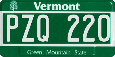 VT license plate PZQ220