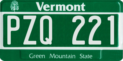 VT license plate PZQ221