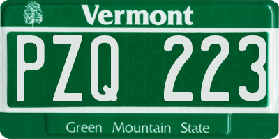 VT license plate PZQ223