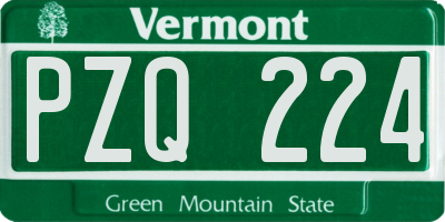 VT license plate PZQ224