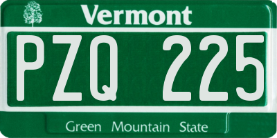 VT license plate PZQ225