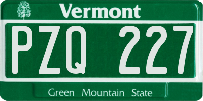 VT license plate PZQ227