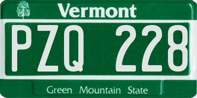 VT license plate PZQ228