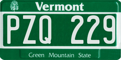 VT license plate PZQ229