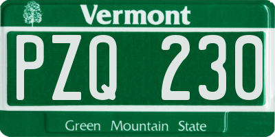 VT license plate PZQ230