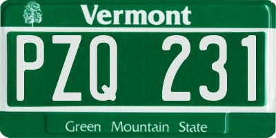 VT license plate PZQ231