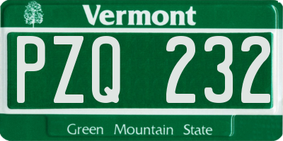 VT license plate PZQ232