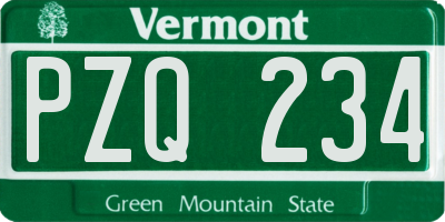 VT license plate PZQ234