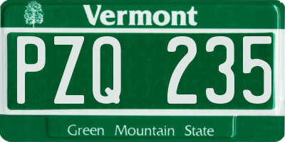 VT license plate PZQ235