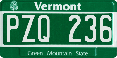 VT license plate PZQ236