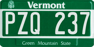 VT license plate PZQ237