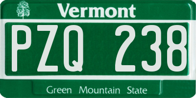 VT license plate PZQ238
