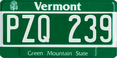 VT license plate PZQ239
