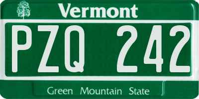 VT license plate PZQ242