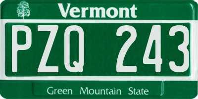 VT license plate PZQ243