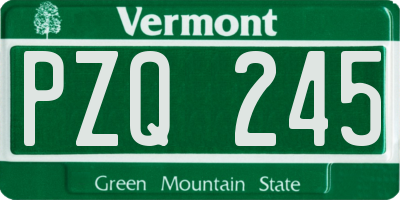 VT license plate PZQ245