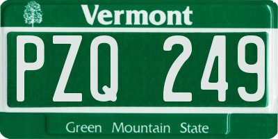 VT license plate PZQ249