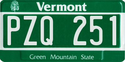 VT license plate PZQ251