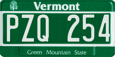 VT license plate PZQ254