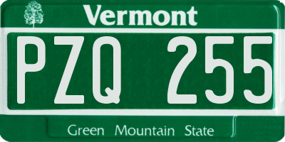 VT license plate PZQ255